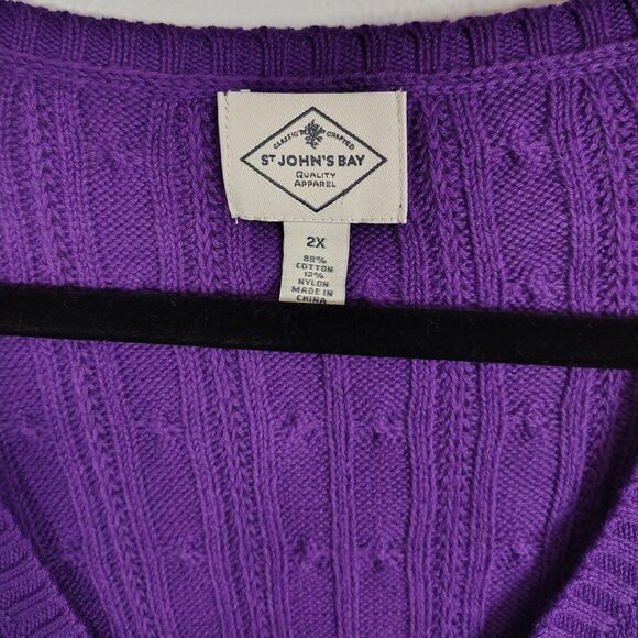 ST. JOHN'S BAY 2 Cable Knit Sweaters 2X Women's Long Sleeve V-Neck Bundle Lot - Picture 8 of 8